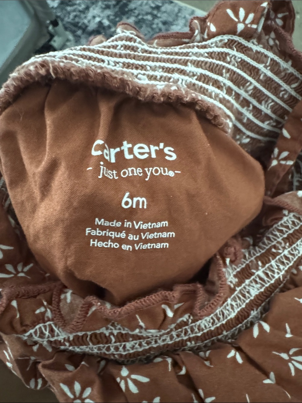 Carter's Rust Floral Diaper Cover Romper - Picture 2 of 2
